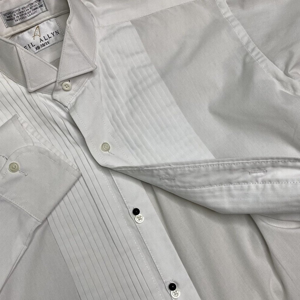 Neil Allyn Men's White Long Sleeve Tuxedo Shirt XS 30/31 Prom Wedding Formal